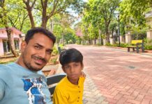 Part 7: Supporting Yourself While Raising an Autistic Child Parent spending a quiet moment outdoors with their autistic child during an everyday family outing.