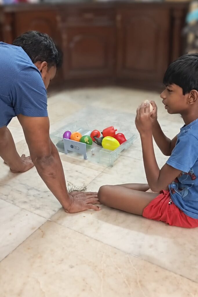 Parent and child learning together during a home-based educational activity in a calm family environment.